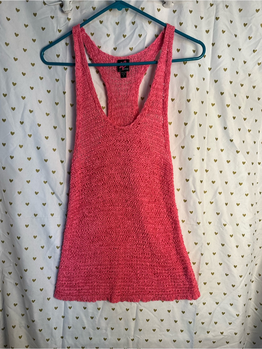 Y2K vintage 2B Bebe Pink Crochet Knit Racerback Tank Top excellent condition